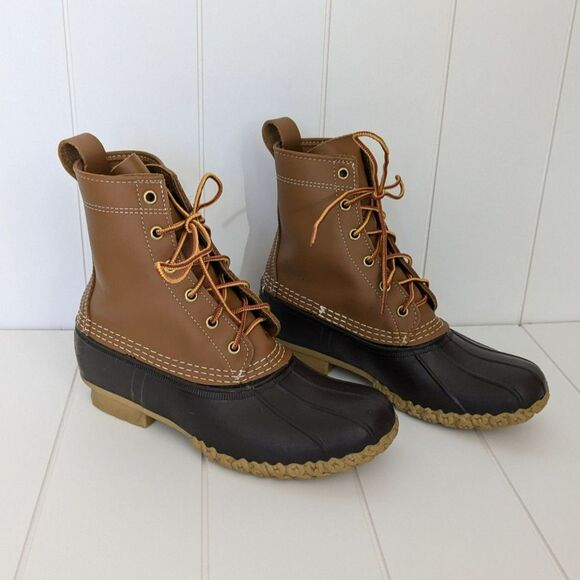 L.L. Bean Women's Bean Boots 8"-size 7M-Tan/Brown-Waterproof - Picture 1 of 10